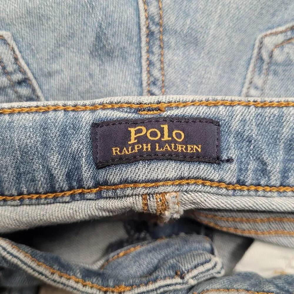 Polo Ralph Lauren Jeans Girl Large 12-14 Chrystie Kick Flare Crop Raw Hem Blue
